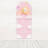 Toile de fond pour arche fête petit soleil rose pour fêtes à thème fun et lumineuses