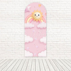 Toile de fond pour arche fête petit soleil rose pour fêtes à thème fun et lumineuses