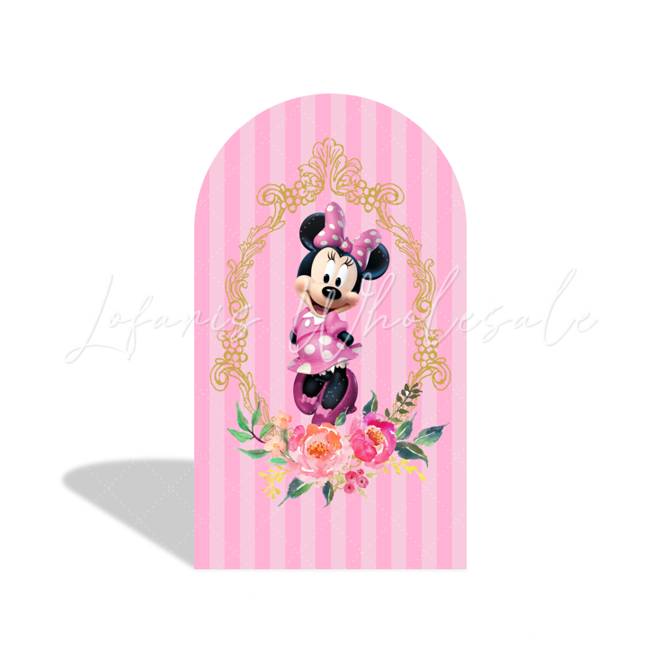 Toile de fond pour arche fond fête anniversaire Minnie rose