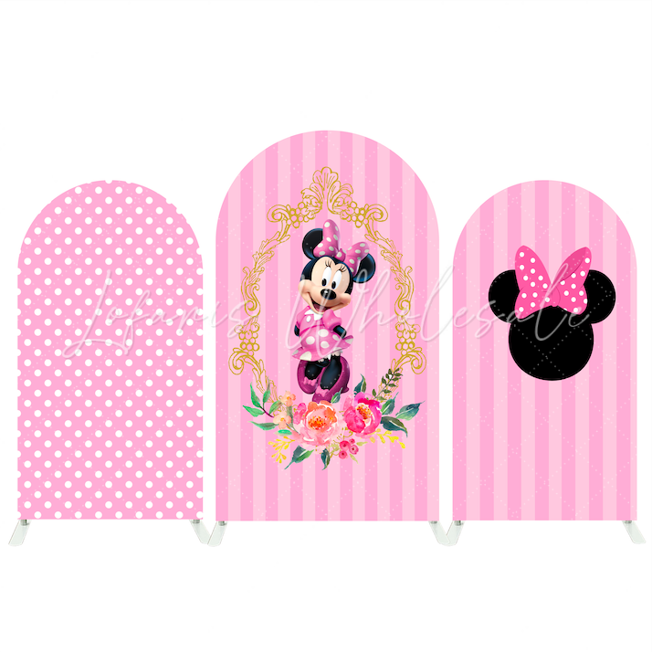 Toile de fond pour arche fond fête anniversaire Minnie rose