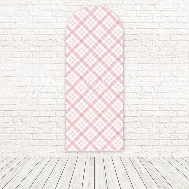 Toile de fond pour arche style classique doux fille écossais rose pour douche à thème