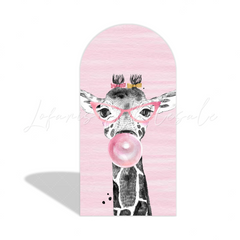 Toile de fond pour arche Joyeux Anniversaire animal safari rose