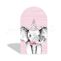 Toile de fond pour arche Joyeux Anniversaire animal safari rose