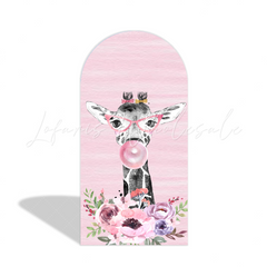 Housse pour arche Joyeux Anniversaire animal safari rose