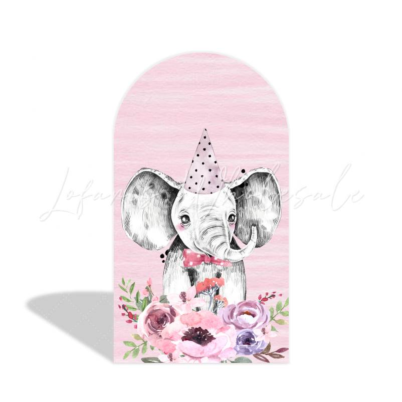 Housse pour arche Joyeux Anniversaire animal safari rose