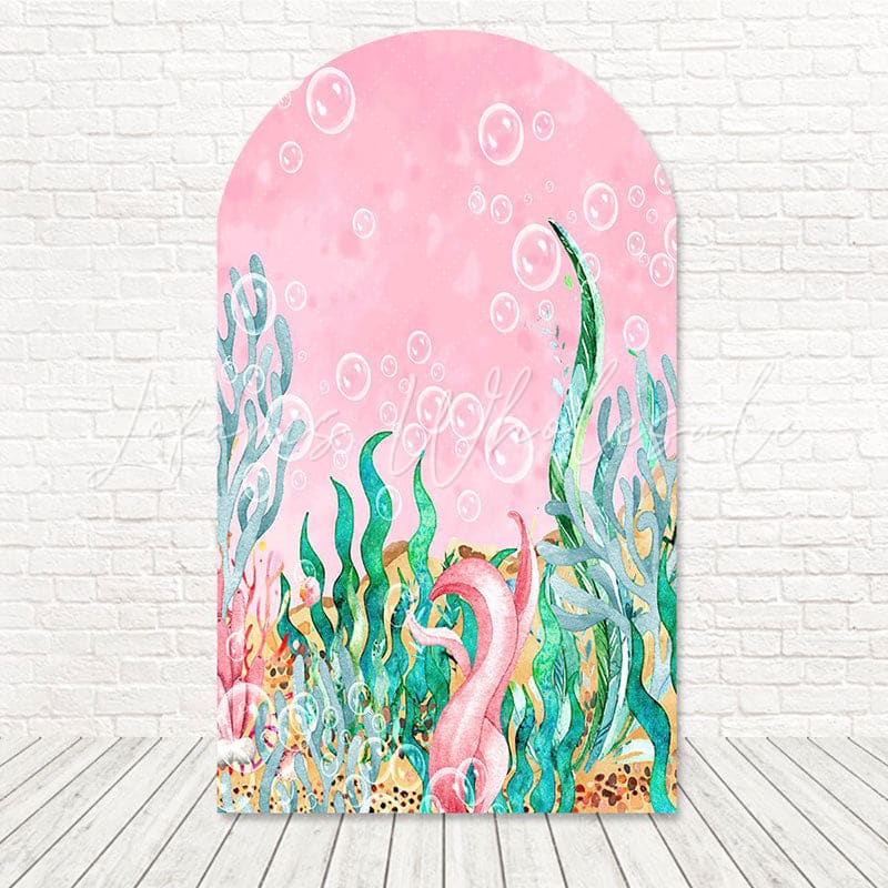 Toile de fond pour arche sous l'océan rose pour fête tropicale et thèmes océan
