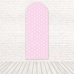 Toile de fond pour arche look charme mignon pois blanc rose pour fête enfants