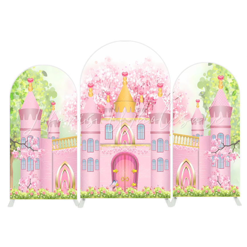 Toile de fond pour arche fond fête Joyeux Anniversaire château princesse