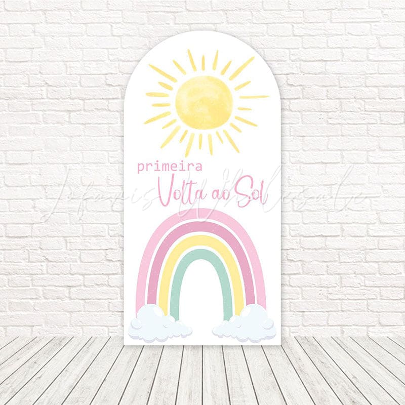 Toile de fond pour arche premier voyage autour du soleil arc-en-ciel pour fêtes joyeuses