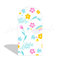 Couverture pour arche Joyeux Anniversaire licorne flore arc-en-ciel