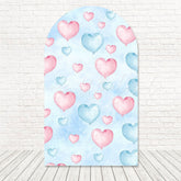 Toile de fond pour arche révélation genre cœur rouge bleu pour jour annonce bébé