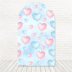 Toile de fond pour arche révélation genre cœur rouge bleu pour jour annonce bébé