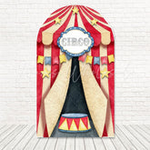 Toile de fond pour arche thème rayé chapiteau cirque rouge pour fête carnaval