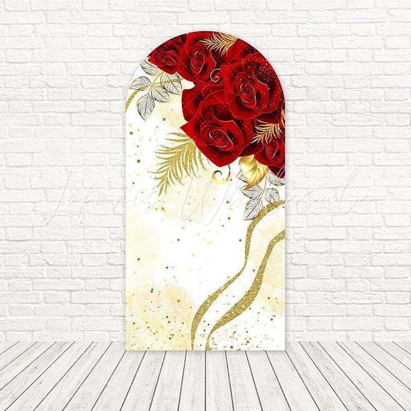 Toile de fond pour arche floraison vibrante fleurs rouges pour fête jardin romantique