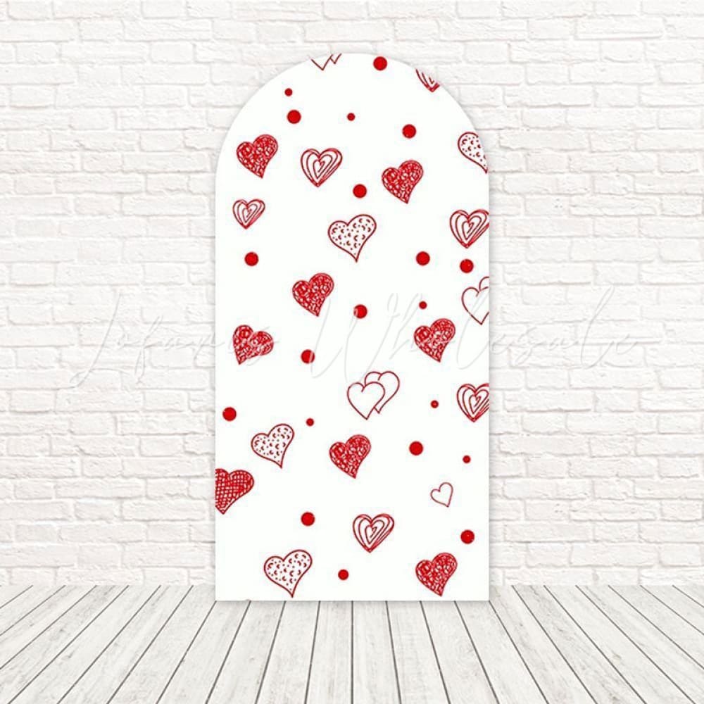 Toile de fond pour arche amour romantique cœurs rouges pour décor fête Saint-Valentin