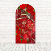 Toile de fond pour arche glamour rose marbre rouge pour événements romains