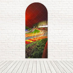 Toile de fond pour arche course piste ciel rouge pour fêtes thème vitesse