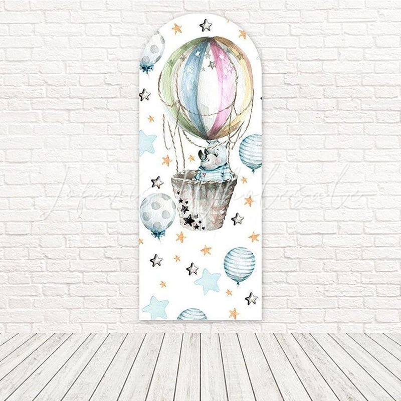 Toile de fond pour arche Baby Shower ballon rhinocéros pour célébrations mignonnes et fun