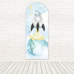 Toile de fond pour arche aventure astronaute fusée pour fêtes thème espace