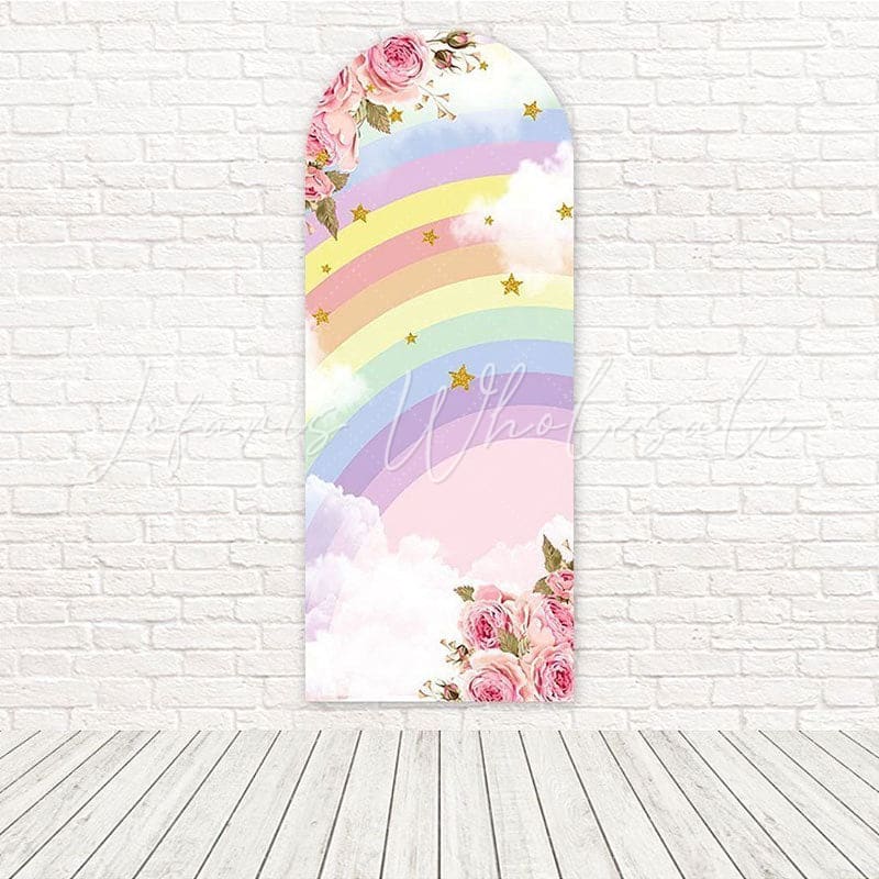Toile de fond pour arche décor fête doux élégant mélange arc-en-ciel couleur rose