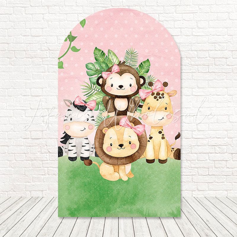 Toile de fond pour arche bébés animaux safari mignons pour célébration faune fun