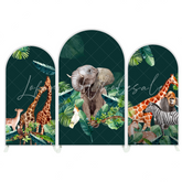 Toile de fond pour arche Joyeux Anniversaire thème jungle sauvage safari