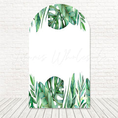 Toile de fond pour arche feuilles vertes Monstera safari pour thème tropical