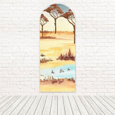Toile de fond pour arche ambiance savane prairie sauvage safari pour thème animaux