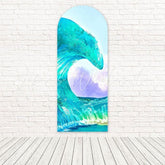 Toile de fond pour arche décoration fête océan tranquille thème bleu vague mer