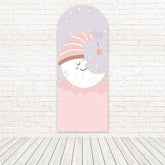 Toile de fond pour arche Baby Shower lune endormie pour événements magiques et rêveurs