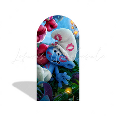 Toile de fond pour arche Joyeux Anniversaire thème Les Schtroumpfs