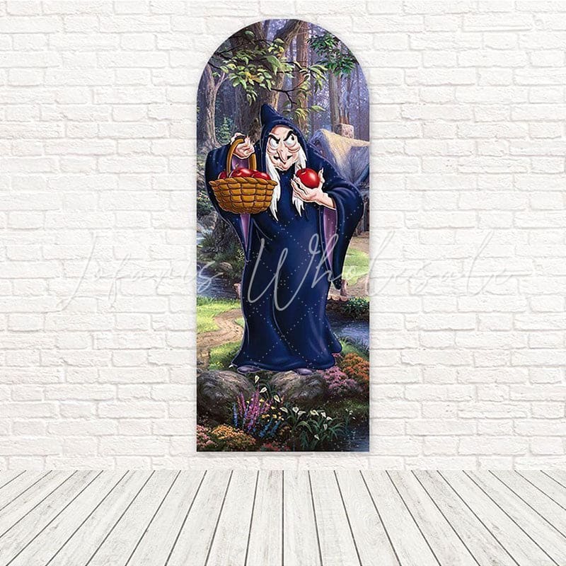 Toile de fond pour arche ambiance effrayante sorcière maléfique Blanche-Neige pour séance photo fantaisie