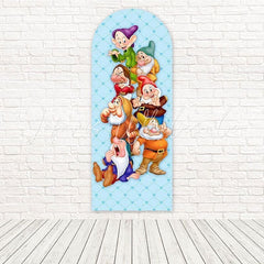 Toile de fond pour arche conte Blanche-Neige sept nains pour événement forêt enchantée