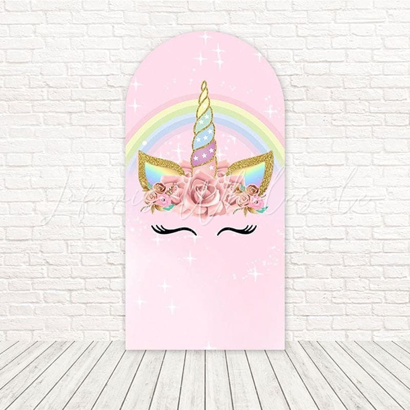 Toile de fond pour arche Baby Shower licorne étincelante pour décor fantaisiste et fun