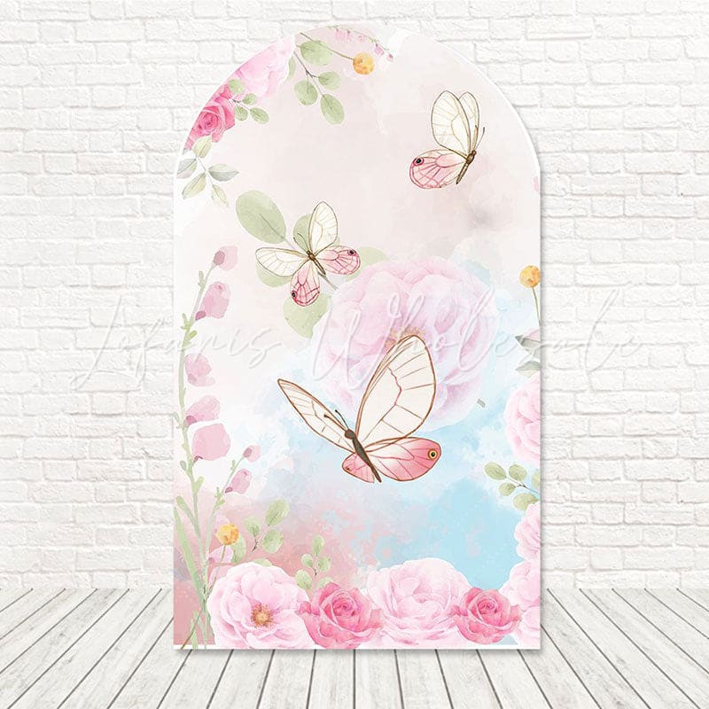 Toile de fond pour arche papillons floraux printemps pour décor fête inspiré nature