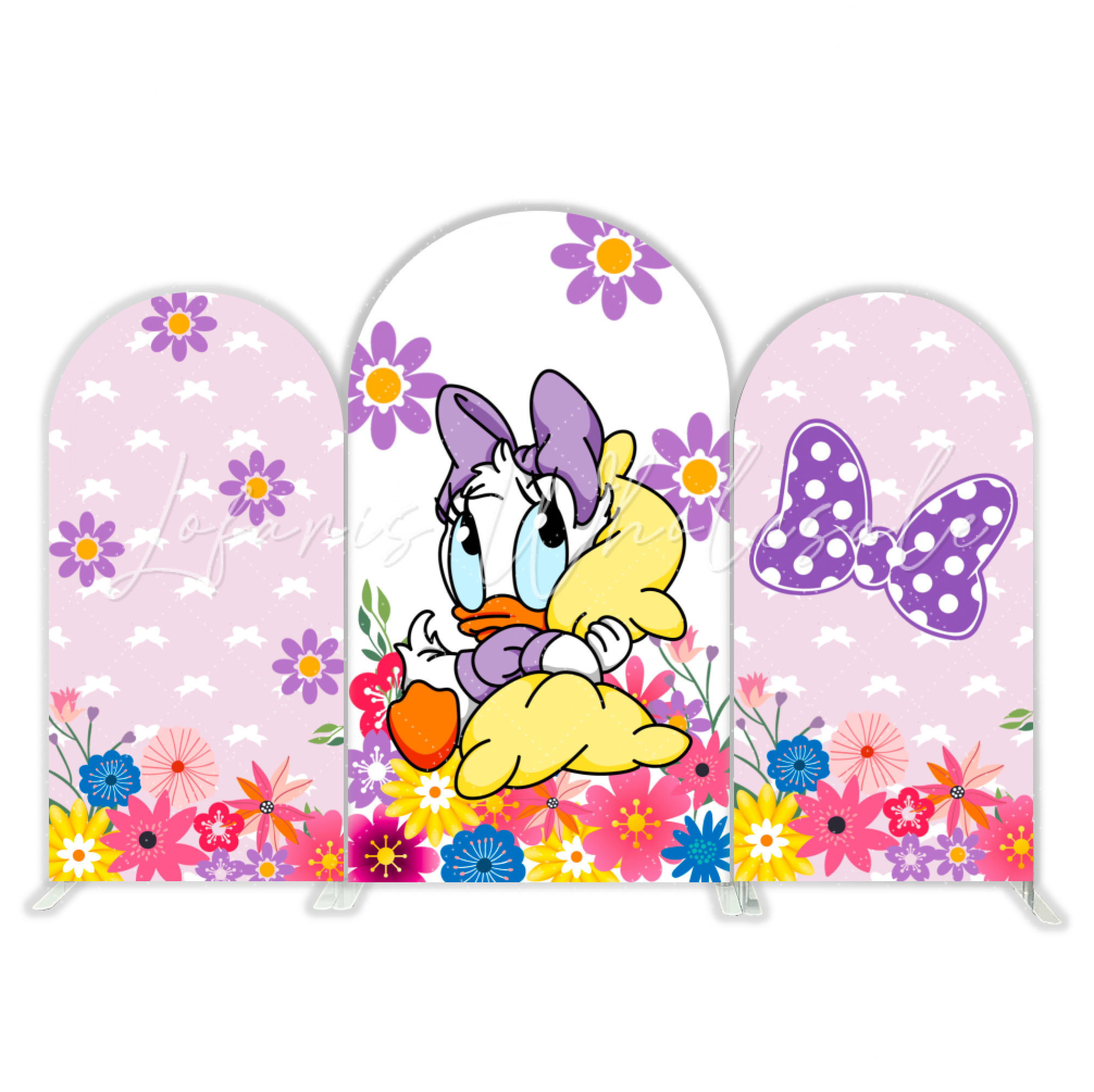 Toile de fond pour arche Joyeux Anniversaire dessin animé Donald Duck fleur printemps