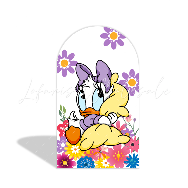 Toile de fond pour arche Joyeux Anniversaire dessin animé Donald Duck fleur printemps