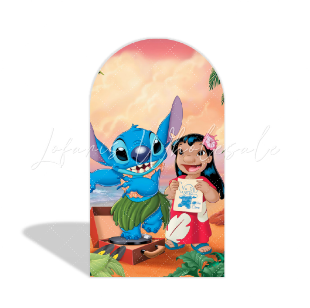 Toile de fond pour arche Joyeux Anniversaire thème Stitch