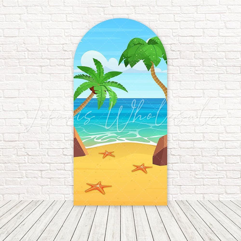 Toile de fond pour arche fête palmier plage été pour ambiance tropicale