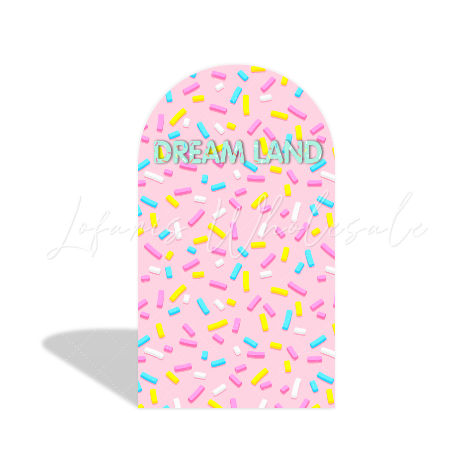 Toile de fond pour arche fête anniversaire Baby Shower thème bonbon beignet sucré