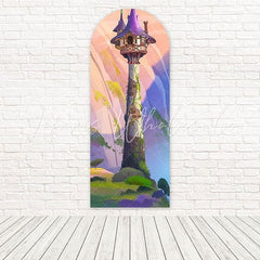 Toile de fond pour arche fête conte de fées style tour pays des rêves tour Raiponce