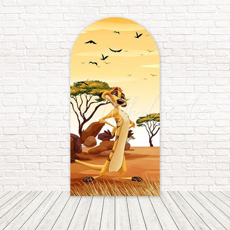 Toile de fond pour arche rocher de la fierté Le Roi Lion pour thème fête aventure sauvage