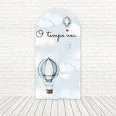 Toile de fond pour arche montgolfière le temps passe vite pour décor événement fun