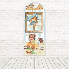 Toile de fond pour arche motif ludique brillant rayure jouets pour jour anniversaire fun