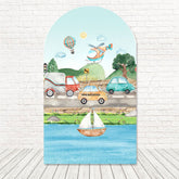 Toile de fond pour arche voitures route transport fun pour fête thème véhicules