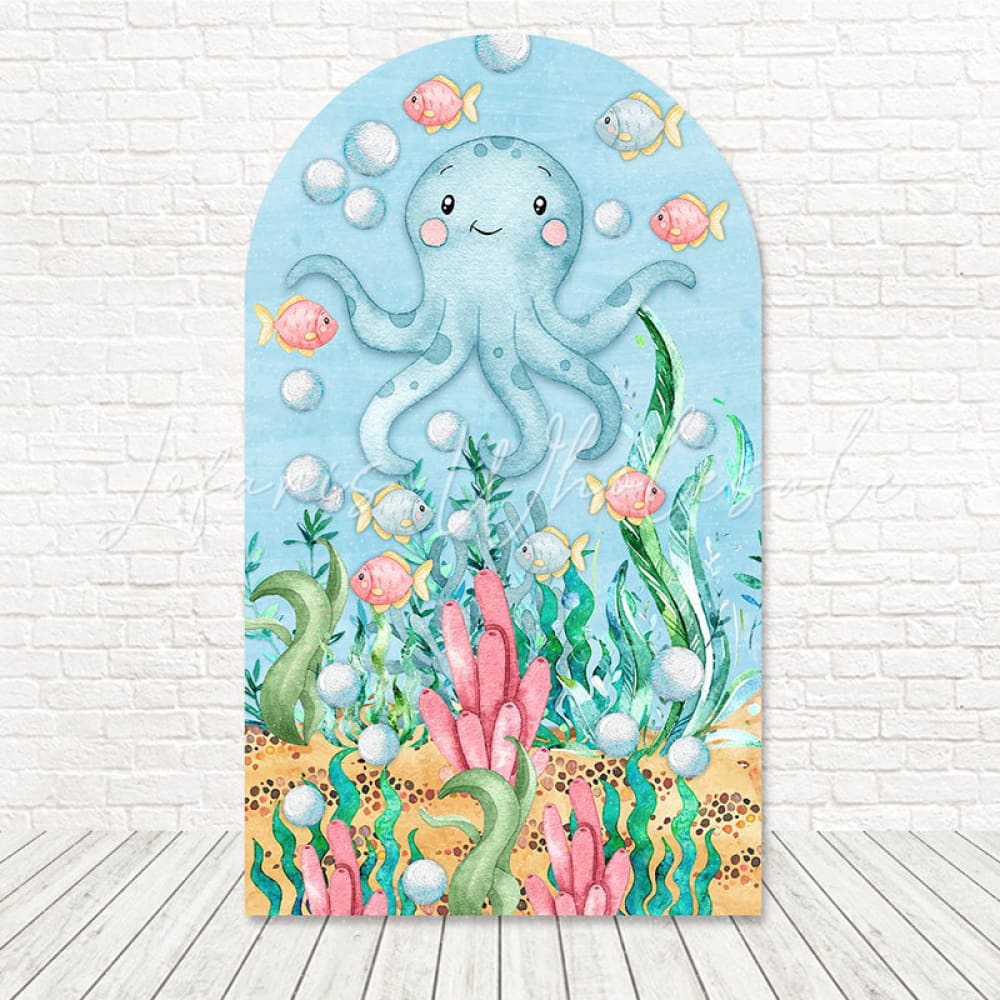 Toile de fond pour arche scène vie aquatique sous l'océan pour décor fête océan