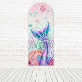 Toile de fond pour arche célébration thème océan magique écailles sirène sous-marine