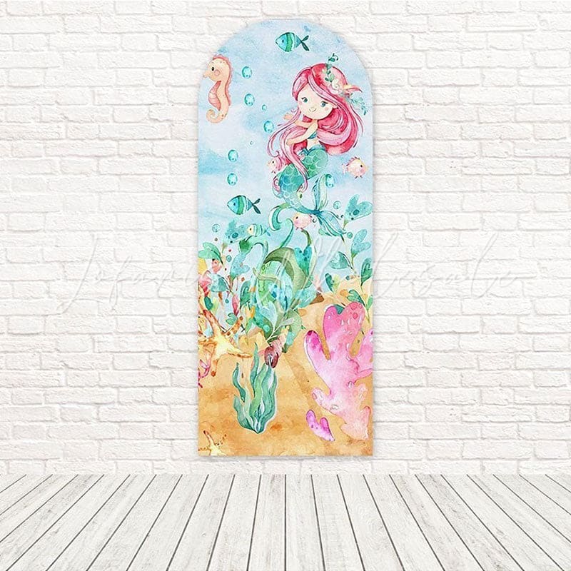 Toile de fond pour arche thème rêve aquarelle sirène sous-marine pour fête océan