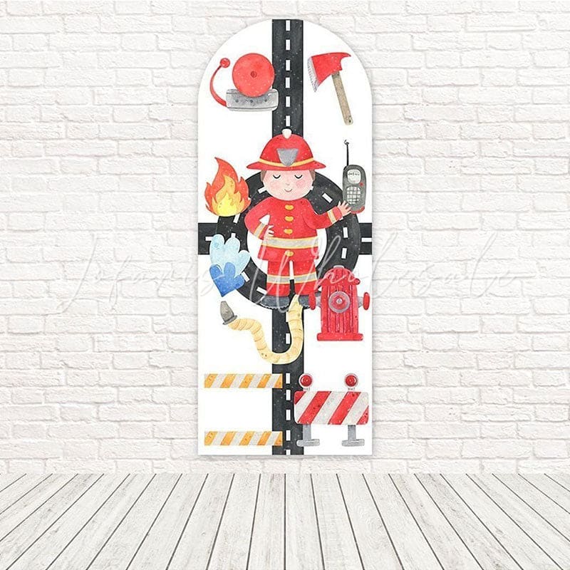 Toile de fond pour arche équipement brave rouge pompier aquarelle pour hommage héros