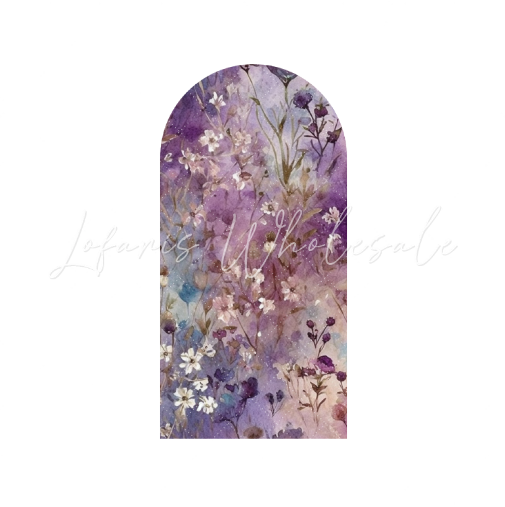 Toile de fond pour arche fête anniversaire porte fleur violette aquarelle